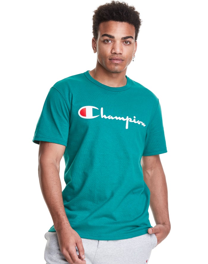 Champion Heritage Vintage Logo - Miesten Turkoosi T-Paita - Suomi 7320918-KV